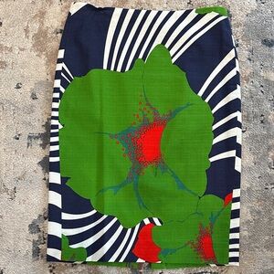 J. Crew Navy and Green Floral Pencil Skirt